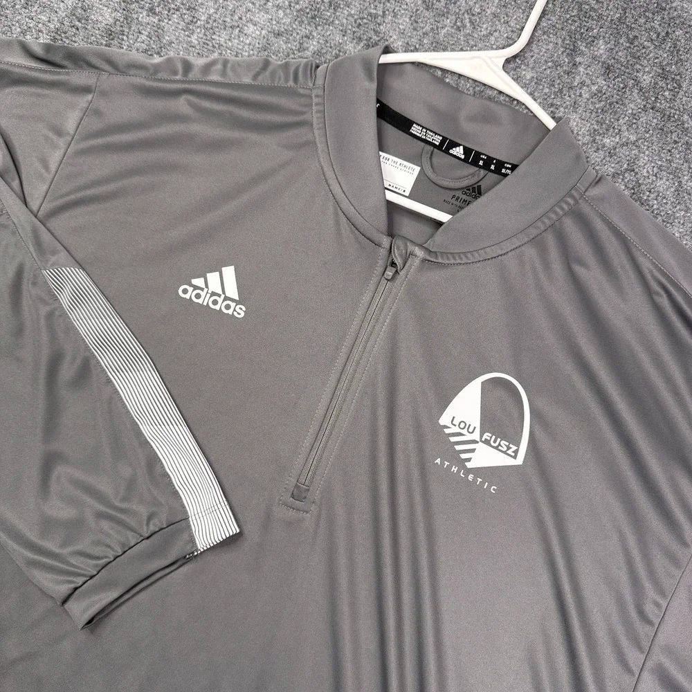 Adidas Mens Primeblue 1/4 Zip Soccer Training Pullover Shirt XL Gray Lou Fusz